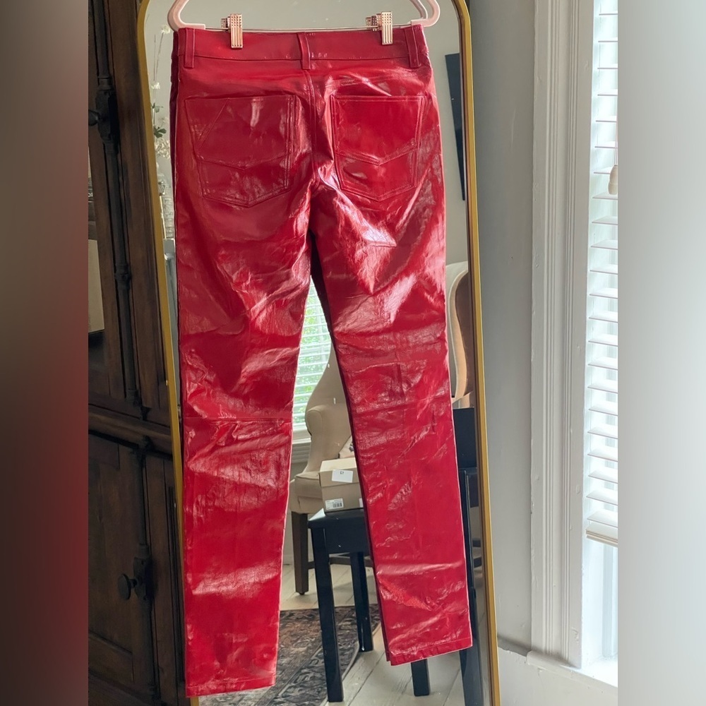 Zadig & Voltaire NWT Red Peko Vinyle 100% Lamb Leather Pant FR 36 CALL OUT - Picture 8 of 16